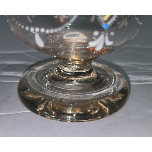 Vintage Hand-Painted Ruffled Edge Glass Vase With Gold Accents & Floral Design - Picture 5 of 13